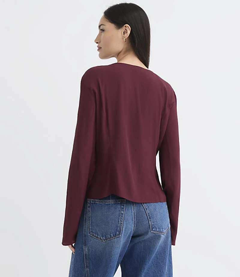 Lace Trim V-Neck Blouse