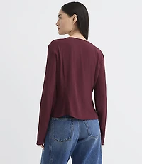 Lace Trim V-Neck Blouse
