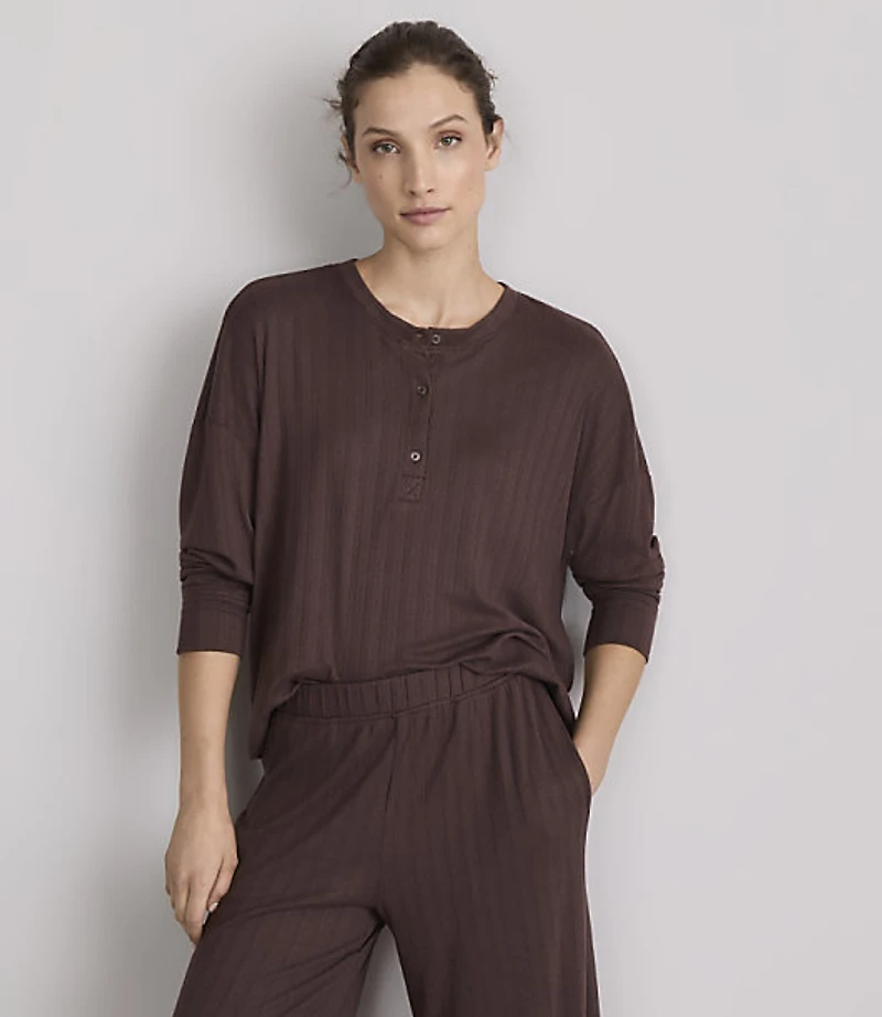 Lou & Grey Brushed Pointelle Henley Pajama Top