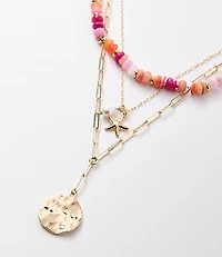 Starfish Coin Beaded Layered Necklace Set