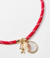 Fish & Seashell Rope Charm Necklace