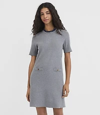 Ruffle Collar Mini Pocket Sweater Dress