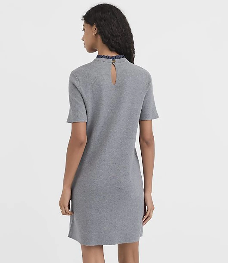 Ruffle Collar Mini Pocket Sweater Dress