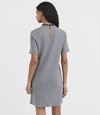 Ruffle Collar Mini Pocket Sweater Dress