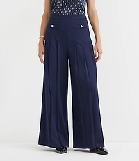 Pleated Ultra Wide Leg Pants Twill