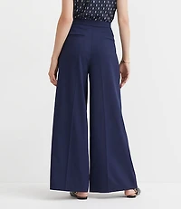 Pleated Ultra Wide Leg Pants Twill