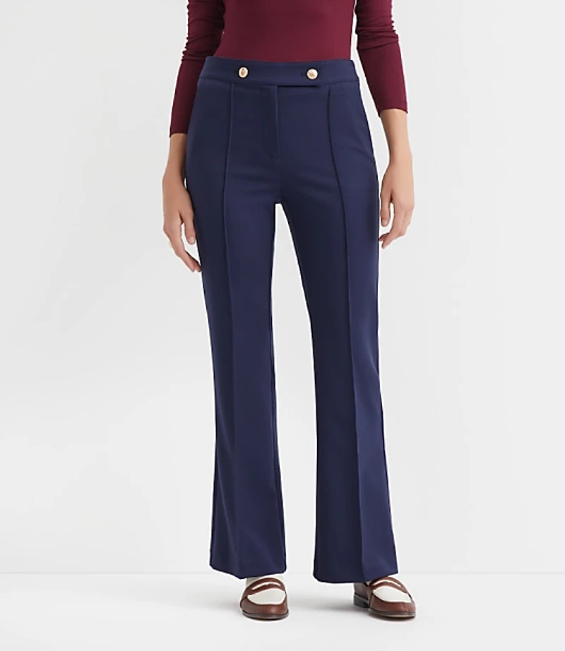 Pintucked Flare Pants Twill