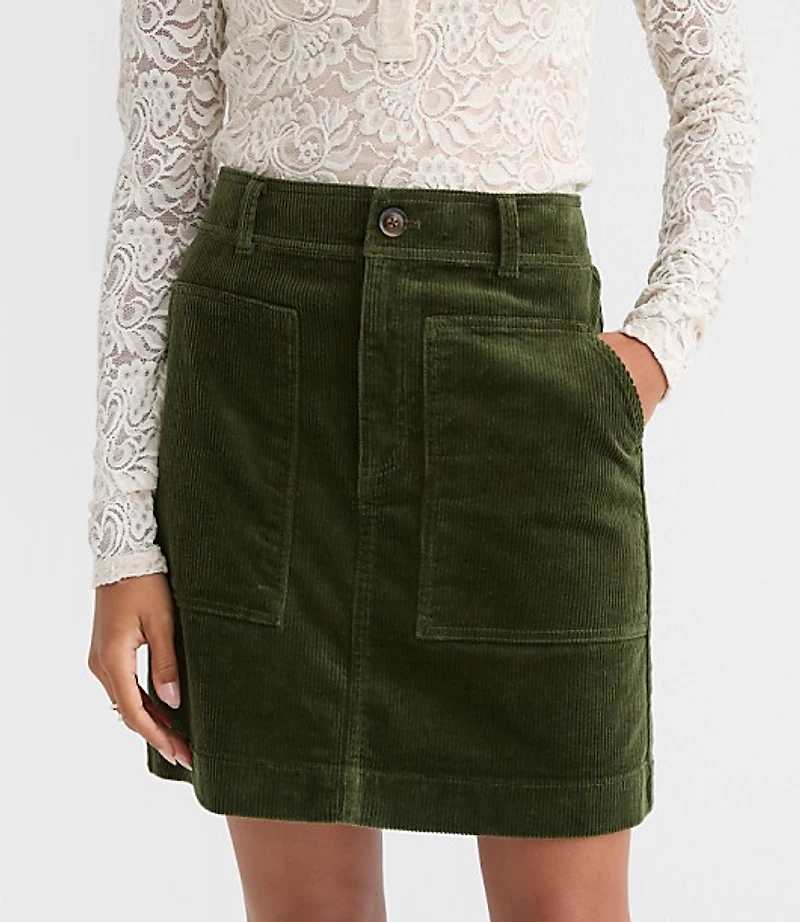 Corduroy Mini Pocket Skirt