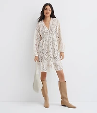 Floral Lace Flounce Mini Dress