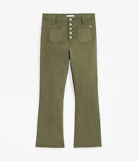 Patch Pocket High Rise Kick Crop Jeans Evening Olive