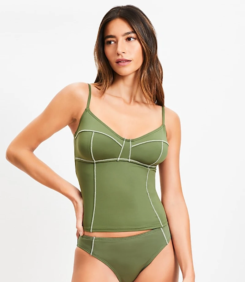 LOFT Beach Zig Zag Stitch Tankini Top