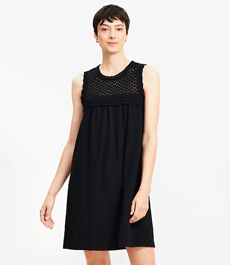 Crochet Yoke Mini Dress