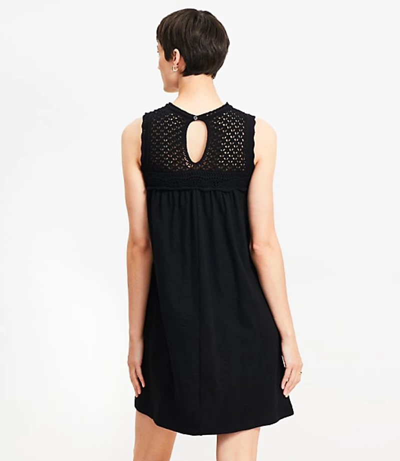 Crochet Yoke Mini Dress