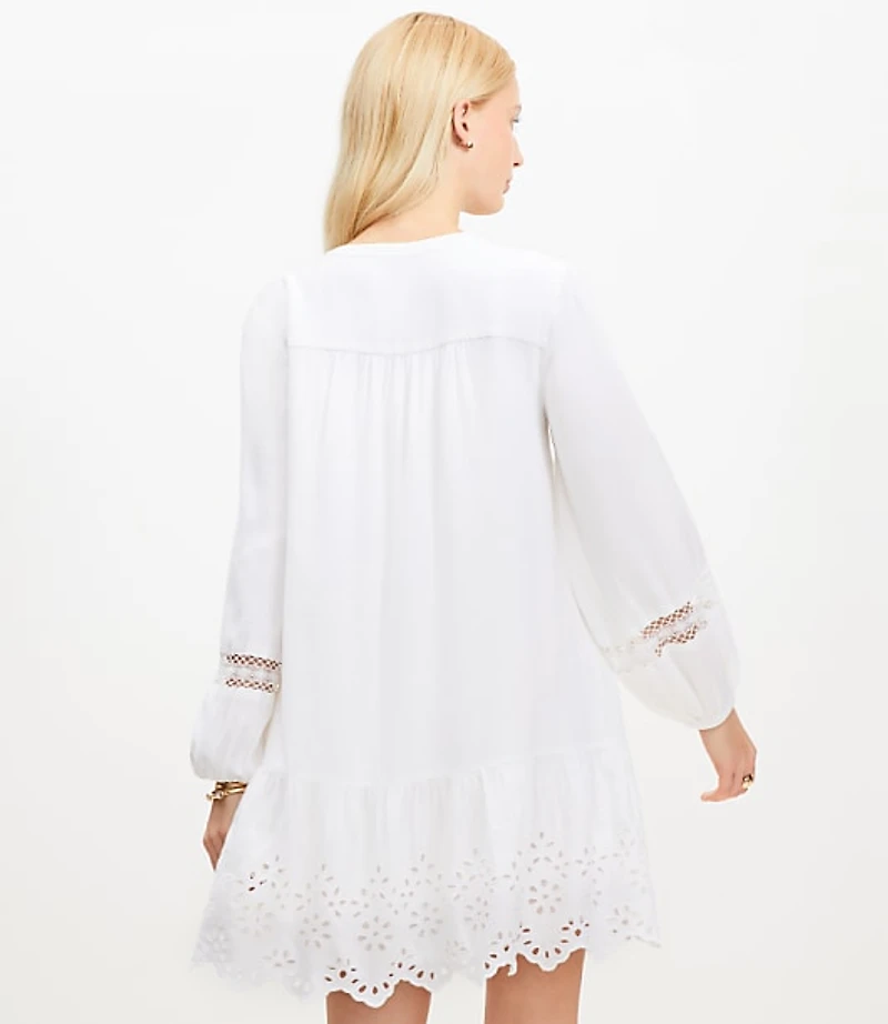 Eyelet Flounce Mini Dress