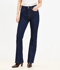 Pintucked High Rise Slim Flare Jeans Classic Rinse Wash