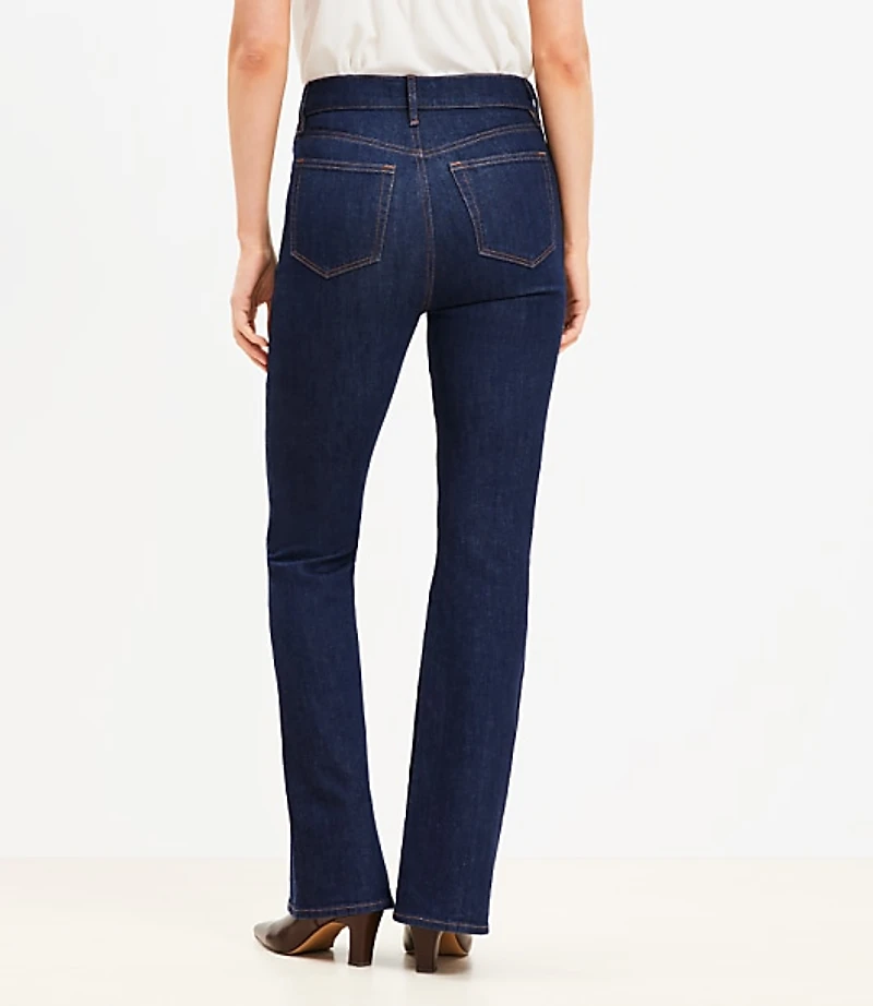 Pintucked High Rise Slim Flare Jeans Classic Rinse Wash