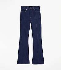 Pintucked High Rise Slim Flare Jeans Classic Rinse Wash