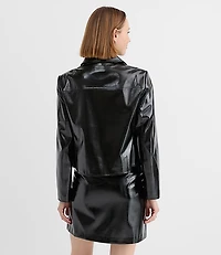 Faux Leather Patch Pocket Jacket