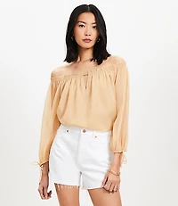 Tie Cuff Off The Shoulder Blouse