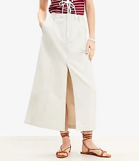 Front Slit Seamed Midi Pocket Skirt