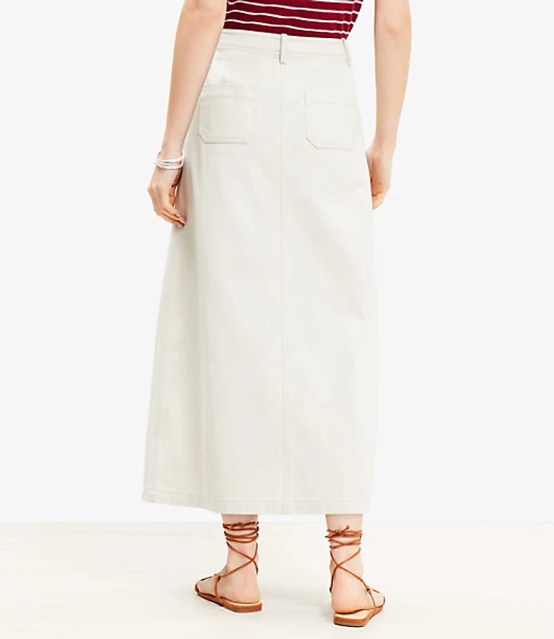 Front Slit Seamed Midi Pocket Skirt