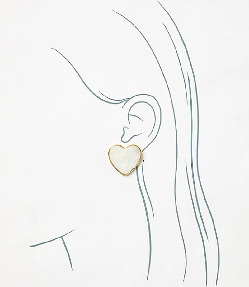 Mother Of Pearl Heart Statement Earrings