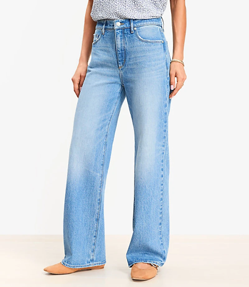 Petite High Rise Wide Leg Jeans Vintage Indigo