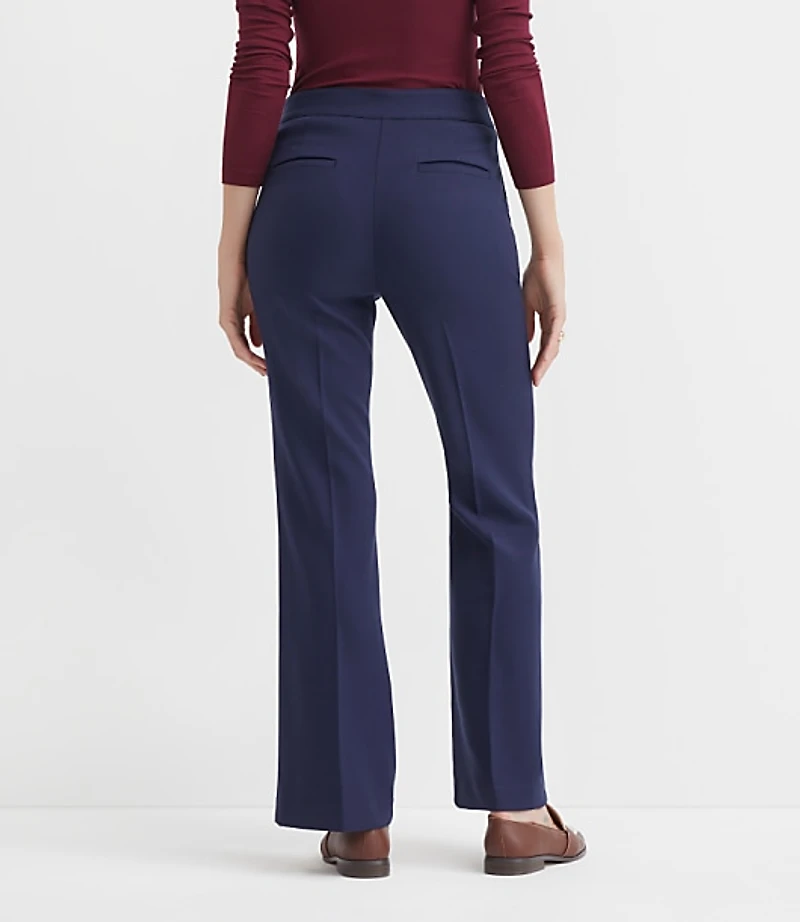 Petite Curvy Pintucked Flare Pants Twill