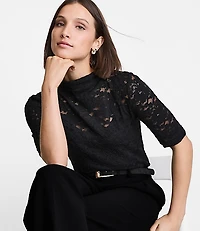 LOFT Versa Lace Elbow Sleeve Turtleneck Top