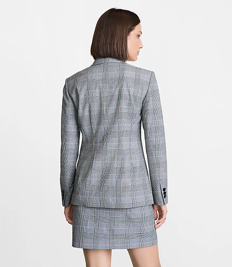 LOFT Versa Plaid Seasonless Stretch Double Breasted Blazer