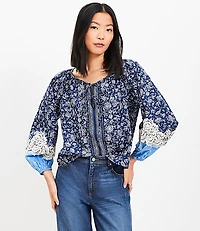 Petite Lace Paisley Tie Blouse