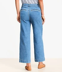 Petite Curvy Palmer Wide Leg Crop Jeans in Mid Vintage Wash
