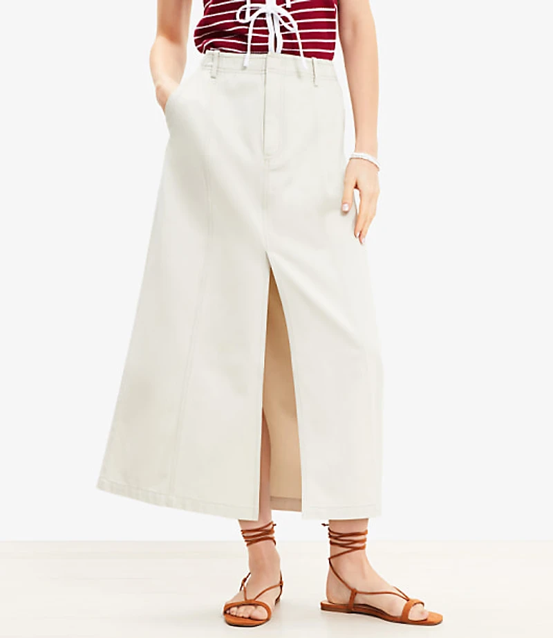 Petite Front Slit Seamed Midi Pocket Skirt