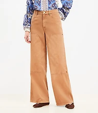 Petite Wide Leg Carpenter Pants in Twill
