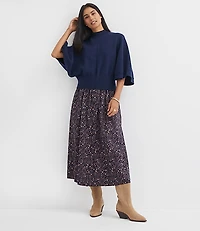 Petite Ribtrim Mock Neck Cape Sweater