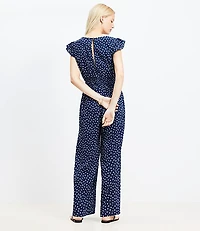 Petite LOFT Beach Floral Crinkle Cutout Flutter Jumpsuit