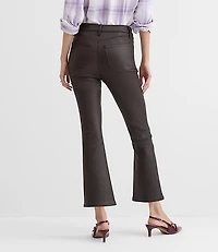 Petite Coated High Rise Kick Crop Jeans Brown