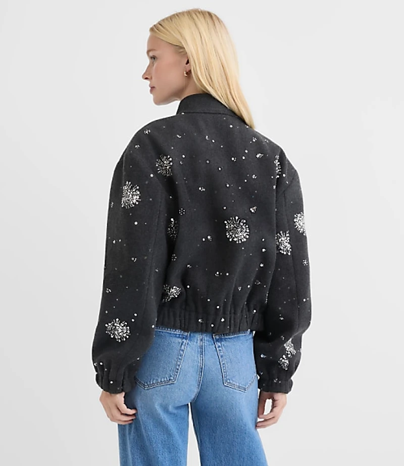 Sequin Embellished Bomber Jacket