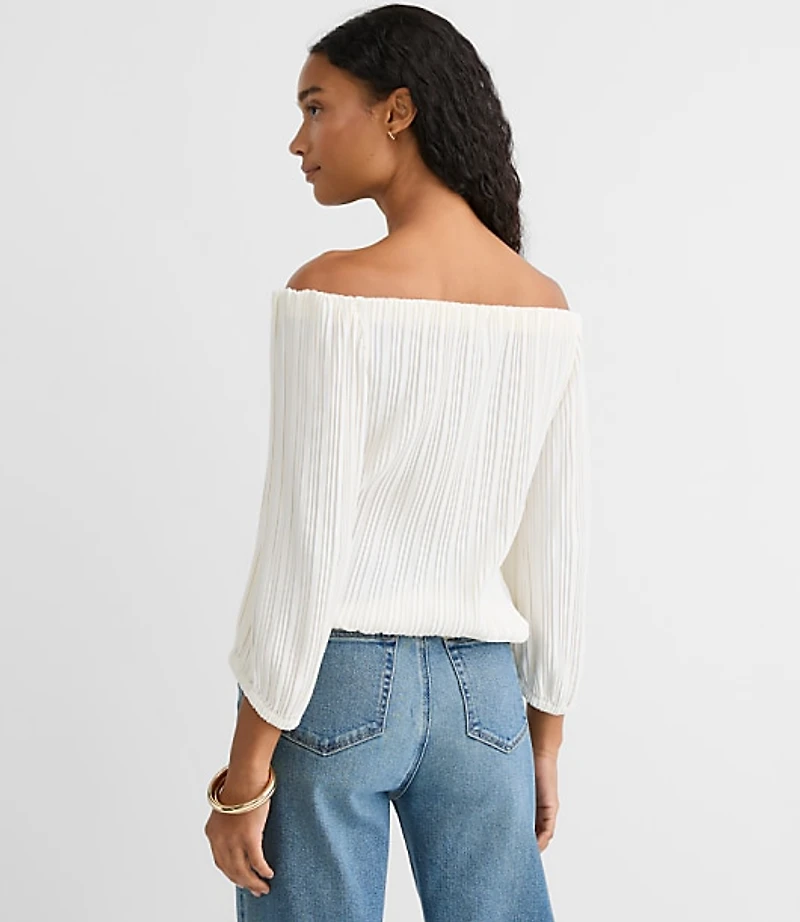 Pleated Off The Shoulder Blouse
