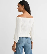 Pleated Off The Shoulder Blouse