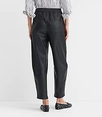 Pull On Barrel Pants Faux Leather