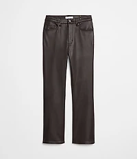 Coated High Rise Kick Crop Jeans Brown