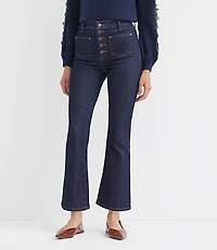 Patch Pocket High Rise Kick Crop Jeans Classic Rinse Wash