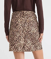 Leopard Print Denim Mini Skirt