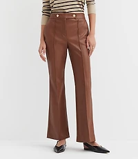 Petite Pintucked Flare Pants Faux Leather