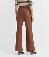 Petite Pintucked Flare Pants Faux Leather