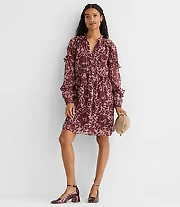 Shimmer Ruffle Tie Neck Mini Dress
