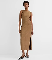 Shimmer Side Ruched Midi Dress