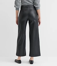 Petite Curvy Wide Leg Pants Faux Leather