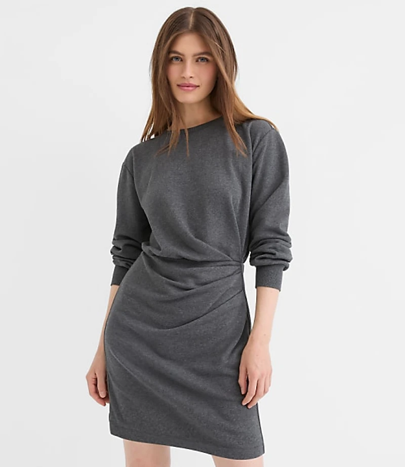 Terry Side Pleated Mini Dress